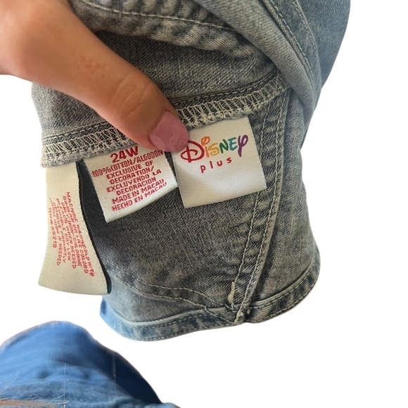 Vintage Disney Mickey Mouse Plus Size Denim Short Overalls 24W - Picture 2 of 4